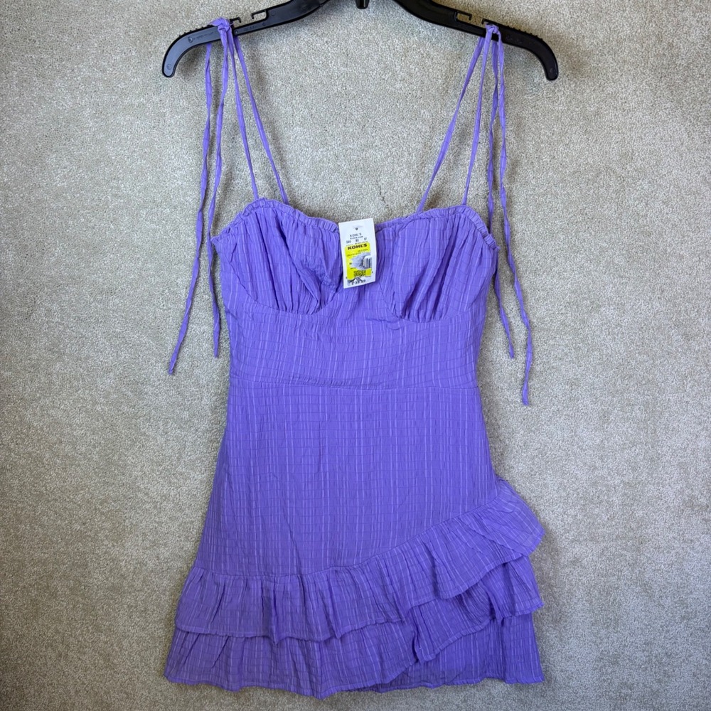 Speechless Ruffle Mini Dress Womens XS Purple Smocked Tiered Sleeveless READ